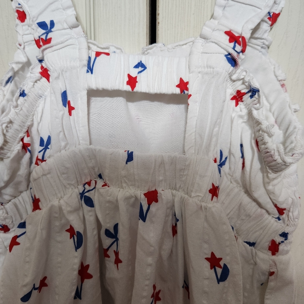 Girls White Dress with Red and Blue Floral Pattern - Picture 8 of 9